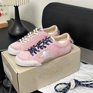 Golden Goose White and Gold Sneakers